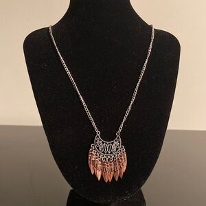 Hannah Silver and Copper Feather Necklace